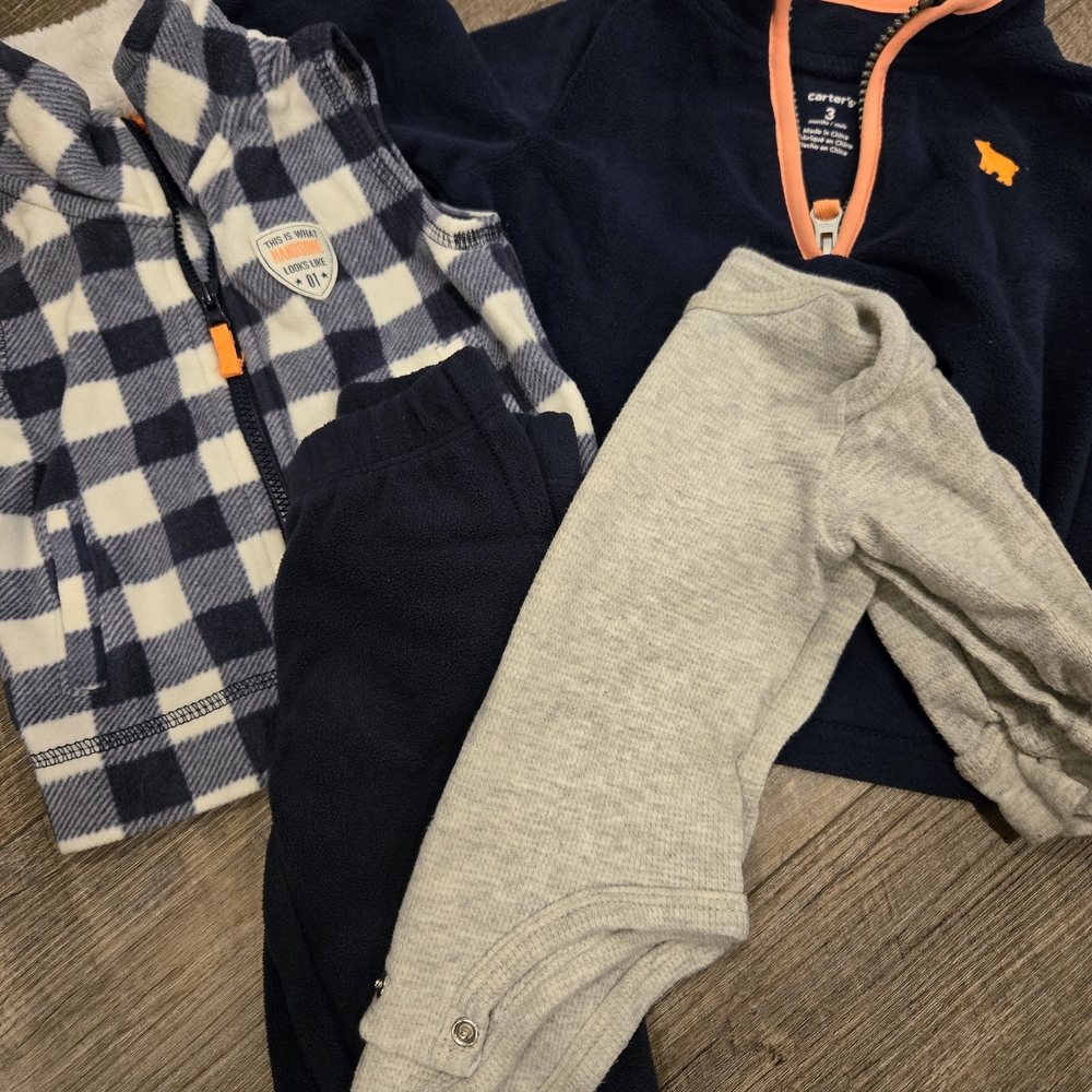Carter's Navy and Gray Plaid Hoodie Set